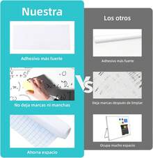 Pizarron Blanco Adhesiva en Rollo(200 * 60cm),Calcomanía de Pintarron para Paredíble e Impermeable,Vinil Pizarra Flexible de Papel para la Escuela, Oficina en Casa,Hogar,Dibujo de Niños - 1 - Ver 2