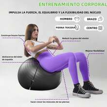 Pelota de Pilates, Pelota de Yoga, Pelota para Ejercicio Deporte de Equilibrio Equipo de Anti Estallido, 65 Pelota Pilates de Resistencia estática con Bomba, Antideslizante pelota yoga para Embarazo/Pilates/Yoga/Fitness/ Ejercicios Abdominales - 1 - Ver 3
