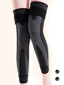 2pcs Extra Long Compression Straps, Basketball Knee Pads, Joint Sleeves, Unisex Extra Long Warm Compression Straps, Elastic Sports Long Strap Knee Pads, Non-Slip Compression Knee Protector Warm For Running Sports, Nylon Thigh Knee Pads, Cycling Knee Pads - Black - View 1