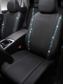 Breathable Full Coverage Rhinestone Embellished Fashionable Car Seat Cover Cushion, Universal For All Seasons, Glittering Car Sofa Cover