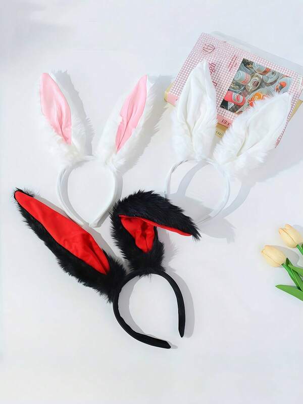 1 Stück Süßes & Lustiges Hasenohren Haarband für Damen, realistischer Hasenohren Haarreif, Cosplay Hasen Mädchen Haarband für Halloween Party Dekoration, Haarband, Haarreifen