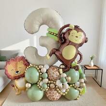 Digital Animal Balloon Column, 0-9 Jungle Wildlife Park Birthday Balloons, Suitable For Animal Balloon Decoration, Happy Birthday, Parties, Weddings, Birthday Party Decoration, Halloween, Christmas, Valentine's Day Decoration