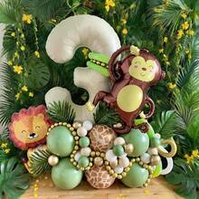 Digital Animal Balloon Column, 0-9 Jungle Wildlife Park Birthday Balloons, Suitable For Animal Balloon Decoration, Happy Birthday, Parties, Weddings, Birthday Party Decoration, Halloween, Christmas, Valentine's Day Decoration