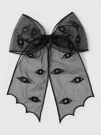 1 st. handgjord hårspänne i gotisk stil med rosett och spets, broderat och dekorativt ondskefullt öga, lämplig för kvinnors vardagskläder, perfekt present till högtider, perfekt för Halloween, jul och andra högtider