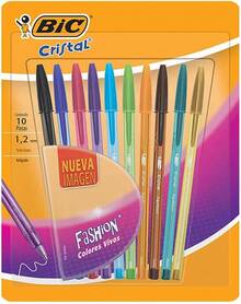 Bolígrafo Cristal Fashion Punto Grueso 1.2mm Colores Vivos Escritura Suave y Fluida Surtido de Colores 10 Piezas - Surtido de 8 colores - Ver 1