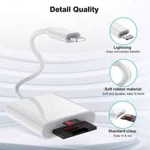 1pc SD Card Camera Reader Adapter, 2-In-1 Dual Card Slot, Portable SD Card Reader, Compatible With Series, Compatible With Iphone 14 Pro Max/14 Pro/14 Plus/14/13/12/11/XS/XR/8/7/6, Compatible With , Compatible With MacBook - Multicolor - View 3