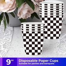 Black And White Checkered Themed 20/40/60/80/100 Disposable Tableware Set, Including 7-Inch Paper Tray, 9-Inch Cardboard, 9-Ounce Cup, Napkins, Suitable For Daily Gatherings, Birthday Parties, Bridal Showers, Baby Showers, Clubs, Weddings, Tea Parties - Multicolor - View 7