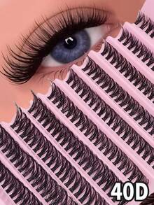 200 pezzi 8-16mm Design a riccio D, ciglia finte russe 40D, naturali, morbide e soffici, ciuffetti di ciglia finte effetto sfumato, ideali per uscite serali, cosplay, appuntamenti, uso quotidiano, feste, palcoscenico, viaggi, essenziali per la festa della mamma, Pasqua, Ringraziamento, Ognissanti, trucco di Natale, ottimo regalo e adatto ai principianti, ciuffetti di ciglia, ciglia singole, ciglia finte