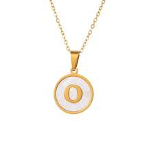 1 件优雅不锈钢字母吊坠项链，26 个字母可选，圆形字母吊坠项链，防水锁骨链，适合女性日常佩戴 - 圓形 - 查看 14