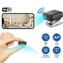 1个迷你方形高清隐藏式无线摄像头，带支架，便携式高清保姆摄像头 - 支持WiFi、夜视、移动侦测、USB接口、远程手机查看、安装简便，适用于家庭和办公室安全监控（无需电池，可通过USB连接） - 黑色 - 查看 2