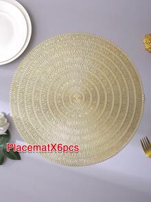 4入組PVC餐墊，適用於室內/室外廚房桌子，可擦式，耐高溫，適用於露營、節日、婚禮、派對。 - 金色 - 查看 7