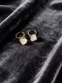 2 Stücke Damen Doppelseitige Herz-förmige Öltropfen Ohrringe, geeignet für Alltag, Pendeln, Feste, Hochzeiten