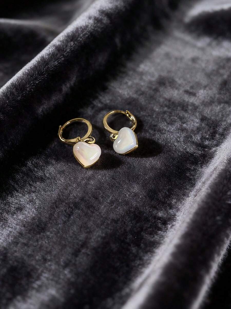 2 Stücke Damen Doppelseitige Herz-förmige Öltropfen Ohrringe, geeignet für Alltag, Pendeln, Feste, Hochzeiten