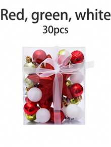 30pcs Christmas Ball, Tree Topper, Gift Box Set - Colorful Shatterproof Plastic Ornament Balls For Christmas Tree Decoration, Holiday Party And Wedding Decor