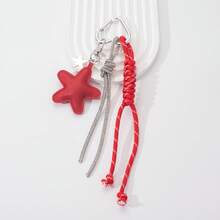 Llavero con colgante de estrella hecho a mano de cuerda trenzada y - Accesorio para bolsos, llaves y decoración de mochilas - Rosa - Ver 14