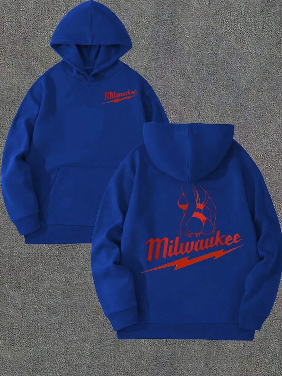 Funny Milwaukee 2 Sided Hoodie/Sweatshirt,For Men/Women -Unisex Style, 100% Polyester Unisex Hoodie Faith Hoodie Menswear Soft - 藍色 - 查看 1