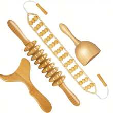 1pc Wooden Massage Tool For Body Relaxation, Can Be Used For Massaging Muscles Of Abdomen, Legs, Back, Neck, Shoulders, Waist To Relieve Tension, Wooden Scraping Gua Sha Massage Tool, Suitable As Holiday Gift For Friends - Beige - View 14