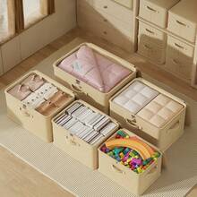 1pc Foldable Thickened Fabric Storage Box With Zipper And Handle, Non Installation Fabric Large Capacity Storage Box, Dustproof And Moisture Proof Folding Clothing Sorting Box