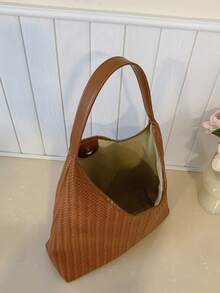 حقيبة كتف كبيرة السعة عصرية للنساء، تصميم - بني - مشاهدة 7