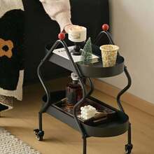 Mesa auxiliar con forma de árbol de Navidad de lujo, estantería de doble capa, mesa auxiliar pequeña y móvil, verde y negro, decoración del hogar, sala de estar, mesa lateral del sofá, mesita de noche, mesa de balcón, mini mesa de té con estantes dobles