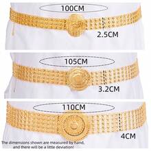 1pc 18K+ Gold Plated Geometric & Floral Engraved Waist Chain, Unisex, Suitable For Weddings, Celebrations, Gifts For Lovers, Brothers, Fathers, Symbolizing Strength And Elegance