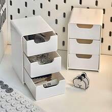 1 hộp đựng đồ mini 3 tầng - Hộp đựng đồ dùng văn phòng, hộp đựng trang sức, hộp đựng son môi, thích hợp cho bàn làm việc, văn phòng, bàn trang điểm, ký túc xá. - trắng - Xem 6