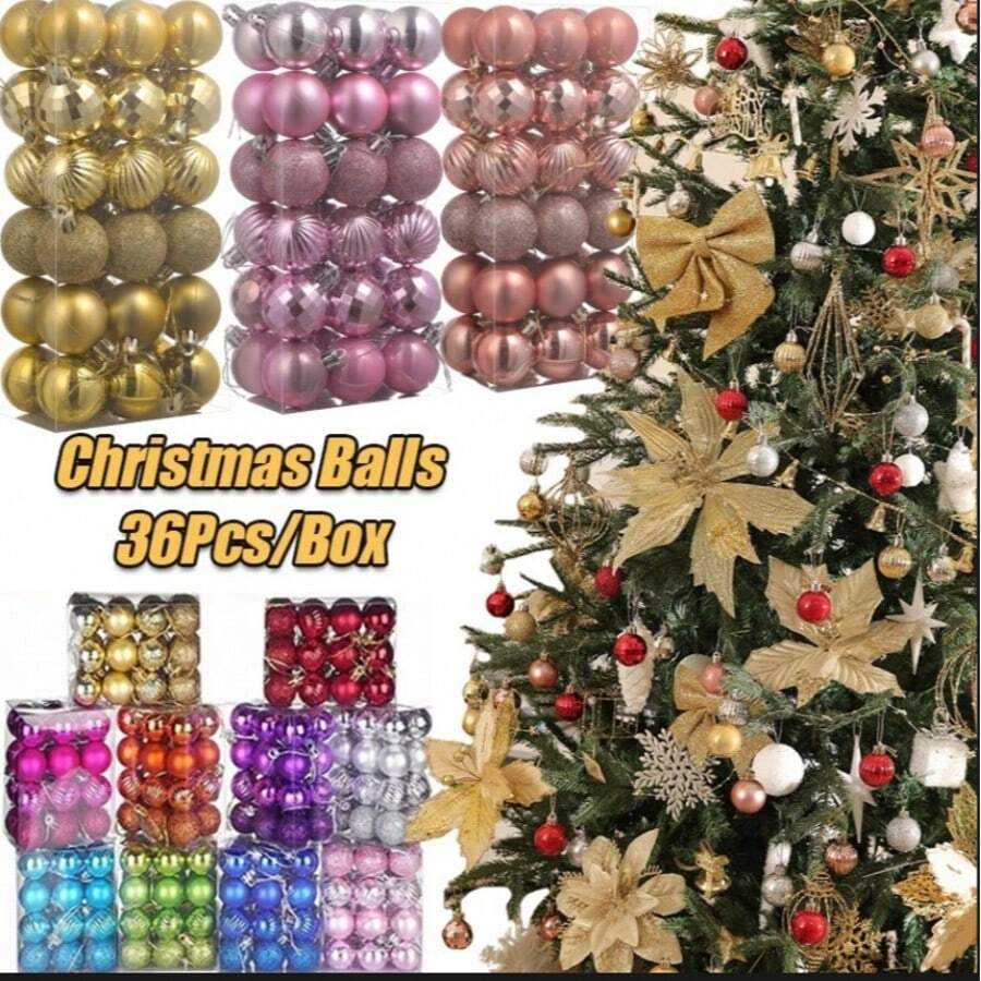 36 PCS Box 3CM Christmas Xmas Tree Balls Bauble Hanging Home Party Ornament.Attention This Product Belongs To Handicrafts With Slight Dirt, Dust, Offset Printing, And Glue Overflow Small Scratches Are A Normal Phenomenon Of This Product Does Not Affect Aesthetics And Usability Caution For Those Who Mind Home Decor Christmas Decorations Room Decor Winter Christmas Decorations Home Christmas Gifts Christmas Decor - Multicolor - View 1