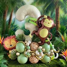 Digital Animal Balloon Column, 0-9 Jungle Wildlife Park Birthday Balloons, Suitable For Animal Balloon Decoration, Happy Birthday, Parties, Weddings, Birthday Party Decoration, Halloween, Christmas, Valentine's Day Decoration