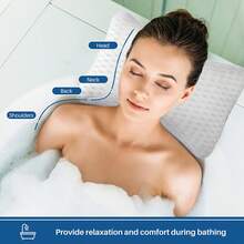 1pc Bone-Shaped Quick-Dry Bath Pillow, 4D Mesh With 2 Suction Cups, Machine Washable, Bathtub Headrest Pillow To Support Head, Neck And Waist - Multicolor - View 6