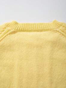 Women's Stylish Commuter Solid Color Cable Knit Button Front Cardigan, Spring/Autumn/Winter - Yellow - View 10