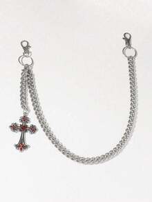 1pc Men's Double Layer Silver Pant Chain, Thick Circle Chain Accessory Suitable For Suit Pants, Everyday Wear Autumn-Winter Accessories Halloween Costume,Suitable For Teens, Youth,Men,Casual, Outdoor, Athletic, Vacation, Graduation Gifts, Birthday, Daily Wear