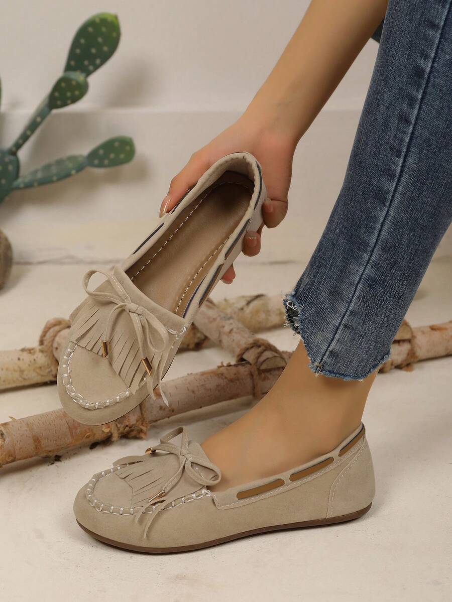 Mocasines cómodos con decoración de cadena de diamantes para mujer, de punta redonda, elegantes, aptos para primavera, otoño e invierno