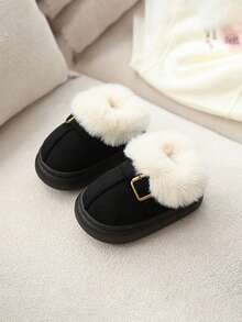 1 Pair Infant/Toddler Winter Shoes, Soft Sole Anti-Slip Baby Girl Prewalker Shoes, Princess Short Boots, Infant/Toddler Thermal Lined Boots - Black - View 5