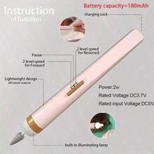 Kit de lima de uñas eléctrica recargable 5 en 1 - Batería de litio de 180mAh, apto para uñas de gel, eliminación de callosidades, pulido - Sin conservantes, excelente para manicuras de gel y salones de belleza en casa, regalo ideal