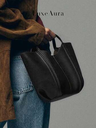 Ny avslappnad vardagsväska för kvinnor med dekorativa sömmar, trendig axelväska för vardag, resor och matchande outfits