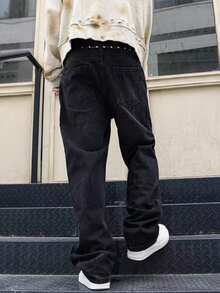 Men's Loose Fashion Pocketed Casual Versatile Straight Leg Jeans, All Season, Grunge