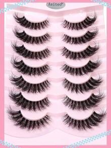7 Pairs Natural Messy Cat Eye False Eyelashes, Transparent Band, Cat Eye Makeup Effect, Thin & Long, Extended Outer Corner, Soft & Natural Looking False Lashes - Lông mi mềm mại 2 - Xem 3