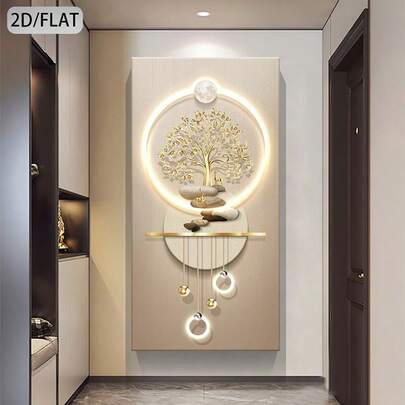 现代艺术装饰华丽风格帆布海报，带有生命之树设计，室内外墙壁艺术，适用于客厅、卧室、家庭办公室 - 无框卡通图案时尚主题装饰画