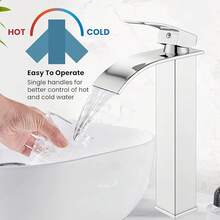 Grifo Monomando Mezclador Para Lavabo De Baño,Acero Inoxidable Grifo Cascada de Baño con 2 Mangueras de Agua Fría y Caliente Apto para Fregadero de un Orificio,Negro Mate - Plateado - Ver 3