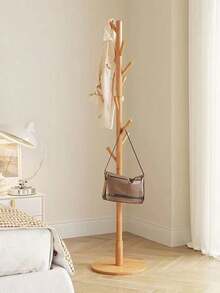 Perchero De Lujo Con Base Tipo Marmol Perchero de pie de madera maciza, perchero vertical simple para dormitorios, hogares y oficinas. Adecuado para tops de primavera y verano, - Amarillo - Ver 3