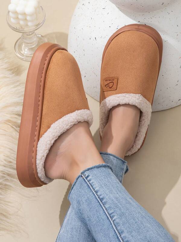 Pantofole da donna con suola spessa per autunno/inverno, comode pantofole da casa con suola in EVA, tomaia in finta pelle scamosciata e fodera in pelliccia, essenziali per l'uso nei freddi mesi invernali