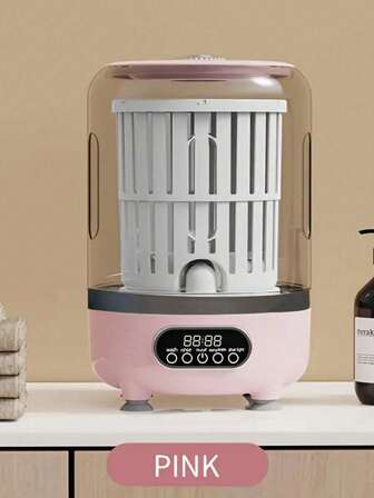 Lavadora y secadora portátil recargable por USB, diseño de luz azul, con función de secado giratorio, 3 modos, adecuado para lavar ropa interior, calcetines, uso doméstico, viajes, campamento, dormitorio