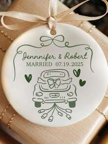 Groom's First Christmas Commemorative Pendant In The New Year, Wedding Car Pendant, Personalized Wedding Gift, 2025 Couple Pendant, Bride And Groom Custom Gift, Groom's First Christmas Commemorative Gift In The New Year - Multicolor - View 3