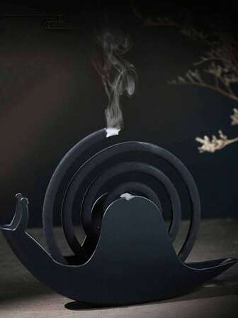 1 pièce Support de spirale anti-moustique en fer, support de spirale anti-moustique en bois de santal résistant à la chaleur pour la décoration de la maison, cendrier portable en forme d'escargot pour spirale anti-moustique, style vintage