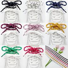 New Lacing Style Colorblock Shoelaces, White Flat Laces + Multi-Color Dotted Woven Shoelaces For Basketball Shoes, Canvas Shoes, Sneakers, Unisex