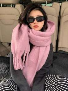1pc Women's New Fluffy Tassel Scarf, Warm & Comfortable Shawl, Windproof & Warm For Outdoor, Versatile For Daily Wear, Autumn/Winter