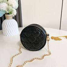 1pc Women's Embroidered PU Leather Small Round Shoulder Bag, Fashion Crossbody Bag