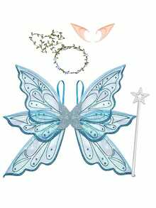 Nuevas alas de mariposa con seis hojas brillantes, accesorios de fiesta y festival de Halloween para crear ambiente, utilería para actuaciones, alas de hada. (Accesorios de disfraz de fiesta, disfraz de Halloween)