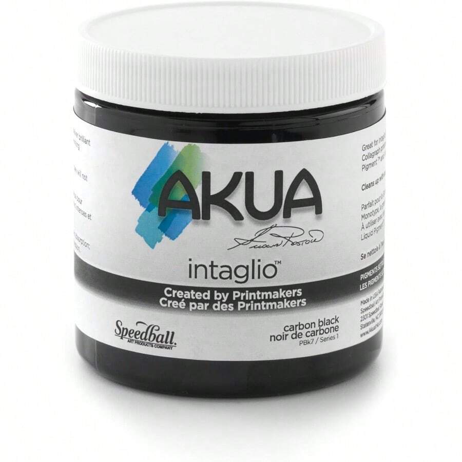 Akua Intaglio WaterBased Ink Carbon Black 236ml Created By Printmakers For Printmakers Dries Through Absorption Ideal For Intaglio Etching Monotype Gel Printing And Collagraph Techniques