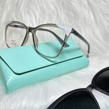 Women's 2-In-1 Clip-On Glasses Acetate Nylon Square Size L - cinza transparente - 查看 3